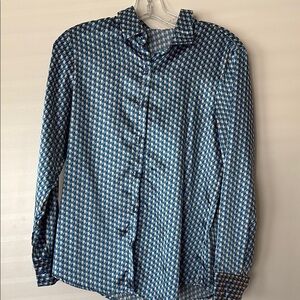 SHEIN Blue and White Button Down Shirt